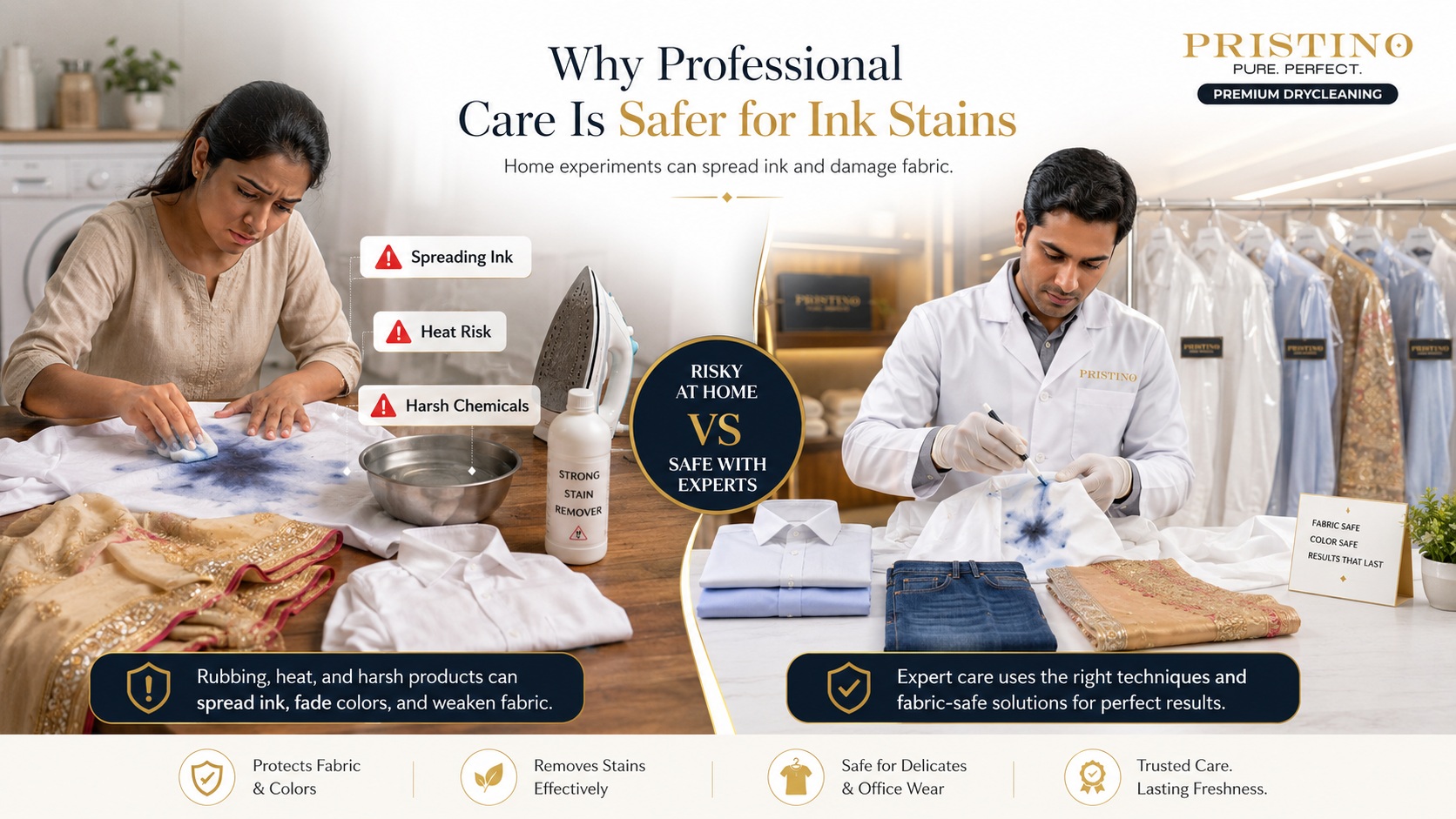 Ink Stain removal by Laundry and Dryclean expert in bangalore